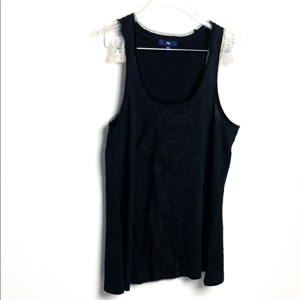 Gap Black Mesh Trim Ruffle Tank - Picture 2 of 7